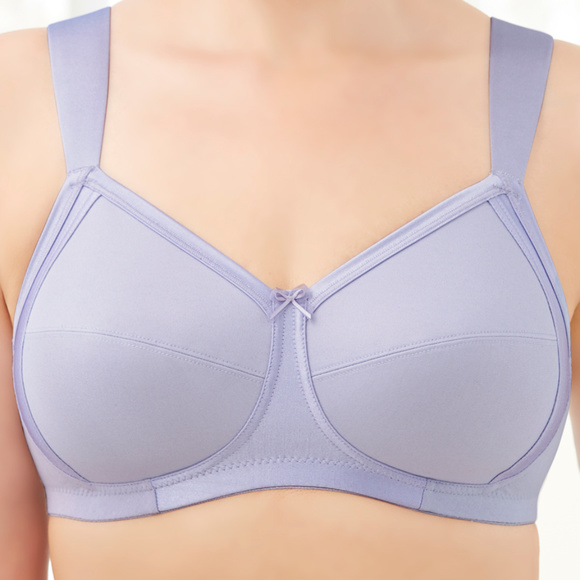 Glamorise 42C Bra ~Seamless-X-WIDE-Straps~ (Side Support Too!) 35% Cotton Purple - Picture 6 of 15